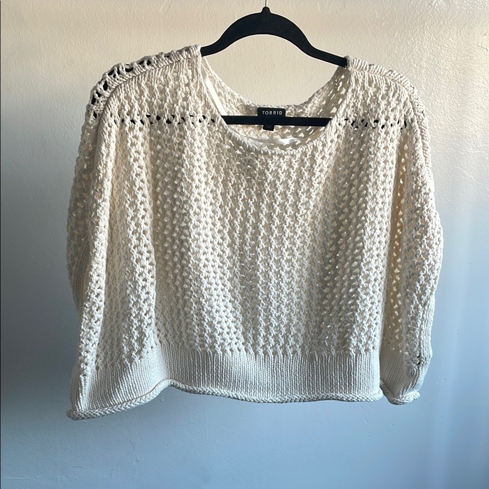NWOT - Torrid Cream Crew Neck Sweater with Textured Knit
